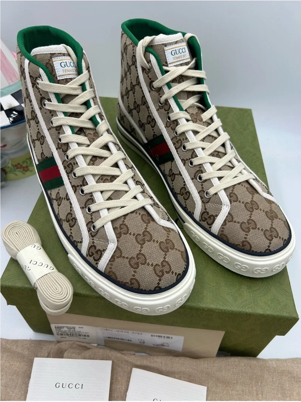 Men’s Gucci tennis 1977GG monogram canvas sneakers size 12.5 fits 13 US